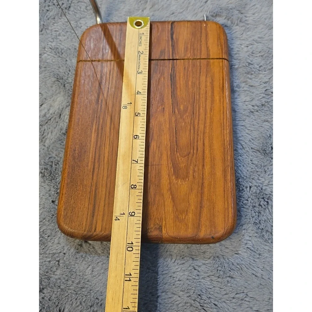 Good Wood Genuine Teak Wire Cheese Slicer Cutting Board MCM Charcuterie 10